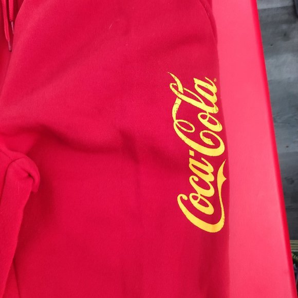 Coca-Cola sweatpants / training pants red with yellow printed logo men's size M - Picture 5 of 7